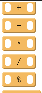 The mathematical operator blocks in App Lab: +, -, *, /, %