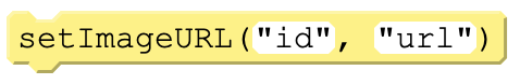 The setImageURL block in App Lab, reading setImageURL("id", "url")